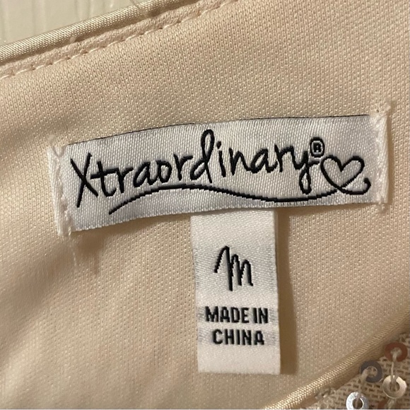 Xtraordinary Champagne Silver Sequined Tiered Mini Dress Size M - Picture 7 of 9